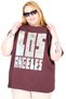 Mode XL Real Big Size Women's T-Shirt Bis Collar Los Angeles U26117 Mulberry - 4