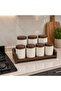 Paçi Acira Acacia Stand 7-Piece Porcelain Spice Rack Set with Spice Spoon as a Gift - 3