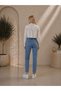 Women's High Waist Mom Boyfriend Jeans with Stitching Detail and Full Lycra - 4