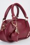 Women's Lal Burgundy Heart Charm Detailed Adjustable Strap Zipper Closure Hand and Shoulder Bag