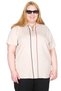Mode XL Real Big Size Women's T-Shirt Polo with Zipper U26580 Beige
