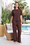 Women's Short Sleeve Waffle Fabric Pajama Set 260107 Brown