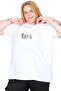Mode XL Real Big Size Women's T-Shirt Bis Collar New York U26119 White - 4