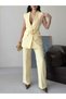 Tie-Fastened Blazer Vest and Wide-Let Pants Suit - 4