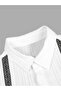 Men White Jacquard Detail Short Sleeve Button Front Shirt and Shorts Co-Ords - 5