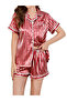 Red Striped Piping Shirt and Shorts Set