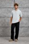 Men's T-Shirt Dp Collar Button Polo Gray Oversize Knitwear Fabric - 4
