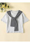 Boys Grey Cotton T-Shirt with Striped Necktie - 2