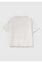 Girl's white glitter graphic print crew neck oversized t-shirt - 2