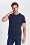 Cotton Fit Cut Crew Neck Navy Blue T-Shirt