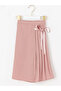 Girls Light Pink Mid Rise Tie-Up Pleated Pants - 2
