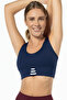 Navy Blue High Support White Detailed Covered Sports Bra - 2