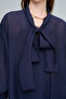 Women's Scarf Collar Balloon Sleeve Solid Color Blouse - 2