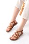 Zri̇n-017 Premium Tan Orthopedic Genuine Leather Women's Sandals