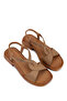 Women's Genuine Leather Tan Flat Sandals - 2