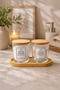Natura Set of 2 Glass Jars with Bamboo Lids – Cotton and Ear Swab Organizer