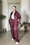 Leopard Patterned Satin Shirt Pants Tiril Set - 2
