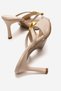 Women's Beige Mirrored Strappy 7.5 cm Heeled Sandals Evening Dress Slippers Li̇z142 - 4