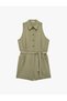 Modal Cupro Fabric Pocketed Belted Sleeveless Shirt Collar Shorts Jumpsuit