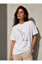 Minimal cat print short sleeve summer t-shirt - white - 2