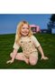 Unisex Children's Teddy Bear Patterned Salopet Shorts Cream Color Comfortable Summer Casual Overalls - 5