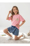Girl's Set with Shorts and Skirt, 100% Cotton, Denim, Super Quality, Travel-Friendly, Top and Bottom Set, 2 Pieces, 21212 - 4