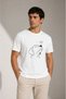 Men's Minimal Printed T-Shirt with Dog Figure Short Sleeve Summer T-Shirt - White - 2