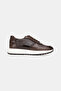 Men's Brown Genuine Natural Leather Sneaker Shoes with Laces, Eva Sole, Size 39-45-46 - 5