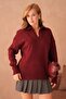 Women's Polo Neck Oversize Knitwear Sweater - 5