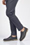 Navy Blue Beige Genuine Leather Men's Casual Shoes