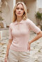 Polo Collar T-Shirt with Gold Buttons - 2