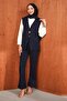 Navy Blue Shirt Vest Trousers 3 Piece Combination Suit