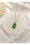 Women's Gold Color Steel Chain North Star Green Stone Necklace Stylish Gift - 4