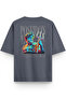 Women's / Men's Semi Oversize T-Shirt Poseidon Back Printed Smoked T-Shirt 1406