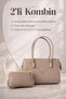 Women's Mink Handbag with Adjustable Strap Daily Shoulder Bag 2-Piece Combination