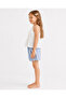 Girl's Top and Bottom Set Ecru Blouse Blue Striped Shorts - 2