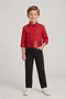 Boy's Red Long Sleeve Shirt Black Pants Red Bow Tie Sash Set April 23 October 29