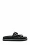Women's Black Genuine Leather Look Double Buckle Comfortable Daily Slippers - 2