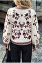 Women's Burgundy Embroidered Lined Linen Jacket - 2