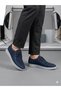 Navy Blue Nubuck Leather Orthopedic Men's Shoes B515