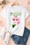 Women's Cat Matcha Printed Oversize Comfortable Daily Use Combed Cotton T-Shirt - 2
