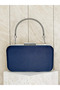 Navy Blue Color Z.A.R.A. Satin Crystal Stone Embroidered Chain Women's Evening Dress Bag Wedding Engagement Graduation - 3