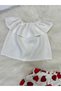 Girl's 2-Piece Set: Madonna Collar White Blouse & Fruit Patterned Shorts Set - 4