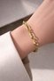 Women's Gold Color Thick Chain Bracelet Steel Stylish Minimal Daily Modern Trend - 2