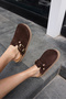 Holo Women's Brown Genuine Leather Suede Closed Toe Fusped Sole Slippers - 6