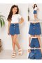 Robi̇n 32505-26 Girls' Stone Detailed Denim Shorts Skirt with Front Buttons and Elastic Back Jean Skort - 5