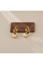 Brown Glass Leaf Detailed Earrings with Champagne Color Pearls