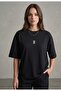 Oversize siyah basic tişört %100 pamuk - 4