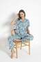 Turquoise Tropical Patterned Short Sleeve 100% Cotton Pajama Set – Relaxed and Comfortable Home Wear - 2