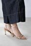 Zet Women's Heeled Leather Sandals Gold - 2